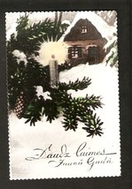 Old Photo of Postcard Christmas New Year Greetings Fir-Tree Branch Candl... - £4.93 GBP