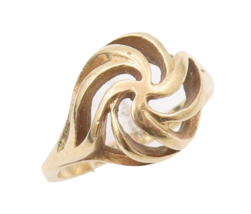 10K GOLD Vintage Ring Minimalist Solid Cutout Domed Fan Effect  Sz 5.5 G... - £217.92 GBP