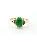 VINTAGE 18K YELLOW GOLD JADE &amp; .04 CTW DIAMOND COCKTAIL RING SIZE 6- #35... - $10,950.20 MXN