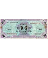 Banknote Italy American Occupation 100 Lire 1943 A49488372 B - $9.22