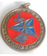 BRONZE MEDAL pendant lacquè red and blue color ANZIO Italy water polo te... - $16.00