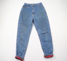 Vtg 90s LL Bean Womens 14 Distressed Flannel Lined Denim Jeans Pants Blue USA - £46.47 GBP