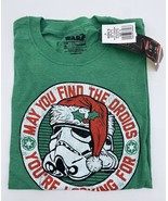 Star Wars Storm Trooper Droids Christmas T-Shirt Green Size Small NWT - £7.14 GBP