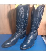 cowboy boots Mens Falconhead dk bl shiny L blue emb U sz:9.5 D item:p461 - $364.65