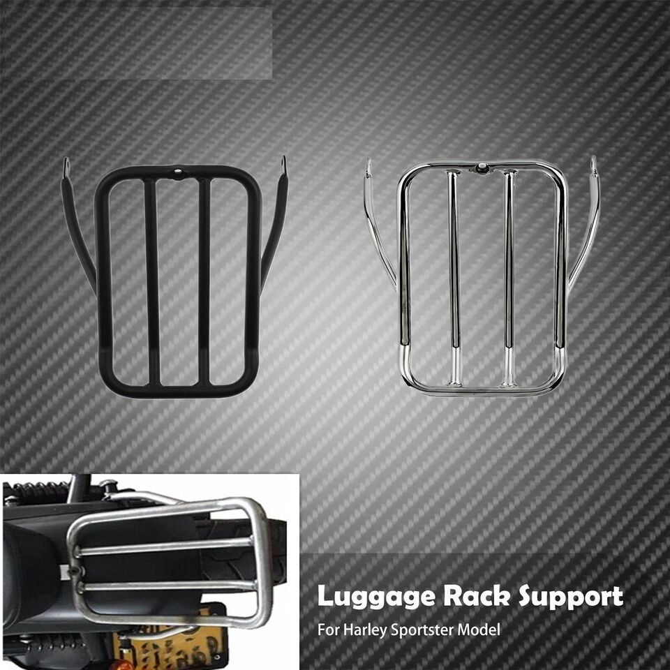 Motorcycle Sissy Bar Backrest Luggage Solo Shelf Frame Rack Black/Chrome... - $122.85
