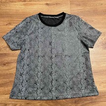Chicos Black Snake Print Short Sleeve Shirt Top Faux Leather Shiny Size ... - £26.47 GBP