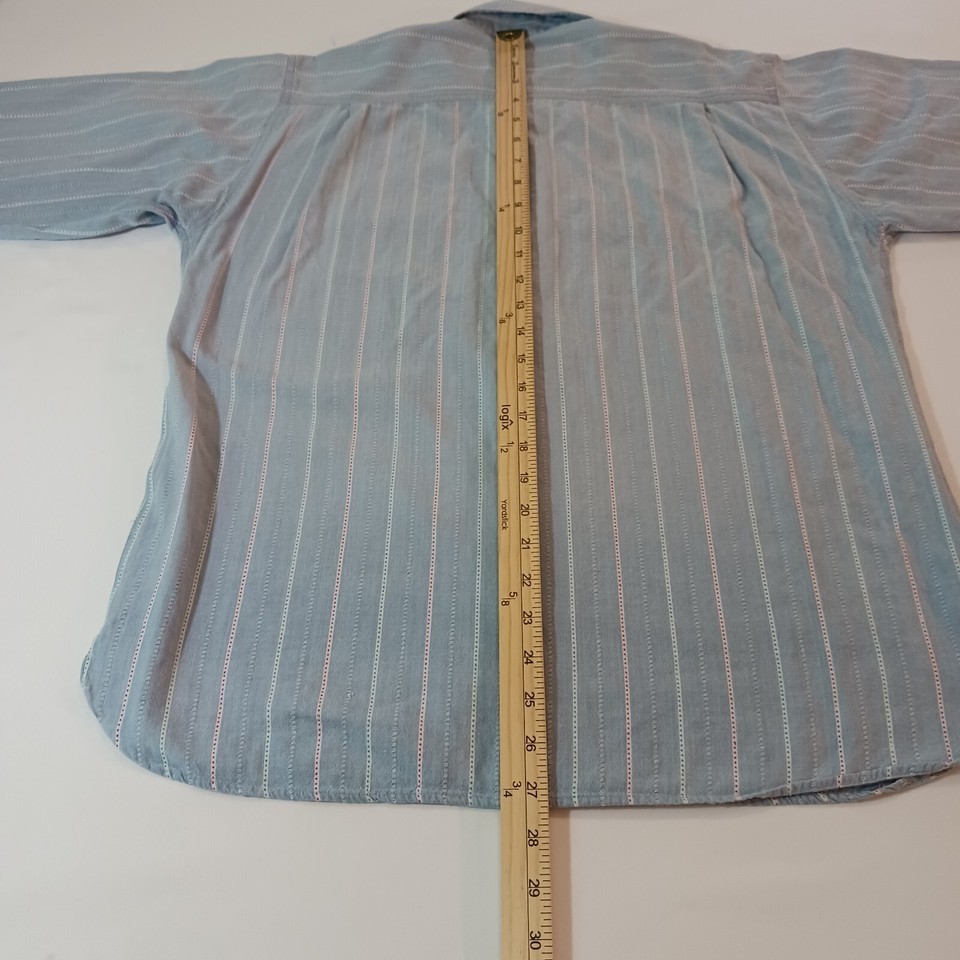 Vintage TOBRUK RN#64513 Men's Gray Cotton Stripes Button Up Shirt Long Sleeve M Item image 7