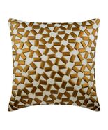 Copper Gold Pillow Cover 16"x16" Silk 3D Metallic Sequin Embroidery, Tru... - $42.86+
