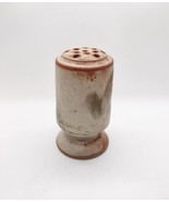 Handmade Stoneware Art Pottery Cheese Shaker Sprinkler Beige Cork Bottom... - £12.75 GBP