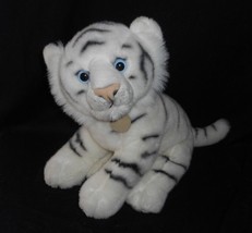 14&quot; Big Aurora Miyoni White &amp; Black Striped Tiger Cub Stuffed Animal Plush Toy - £26.57 GBP
