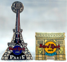 2 Hard Rock Café Pins Paris Eiffel Tower & Arc de Triomphe - $25.99