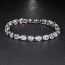Luxury White Color Bracelets for Women Ladies Shining Oval Shaped AAA Cubic Zirc - £14.95 GBP
