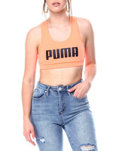 Puma 4Keeps Mid Impact Sports Bra Activewear Logo Stretch Fizzy Orange W... - £19.07 GBP