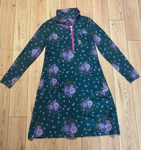 Tante Betsy Green/Purple/Fuchsia Floral Print Long Sleeve 1/4 Zip Dress ... - £34.59 GBP