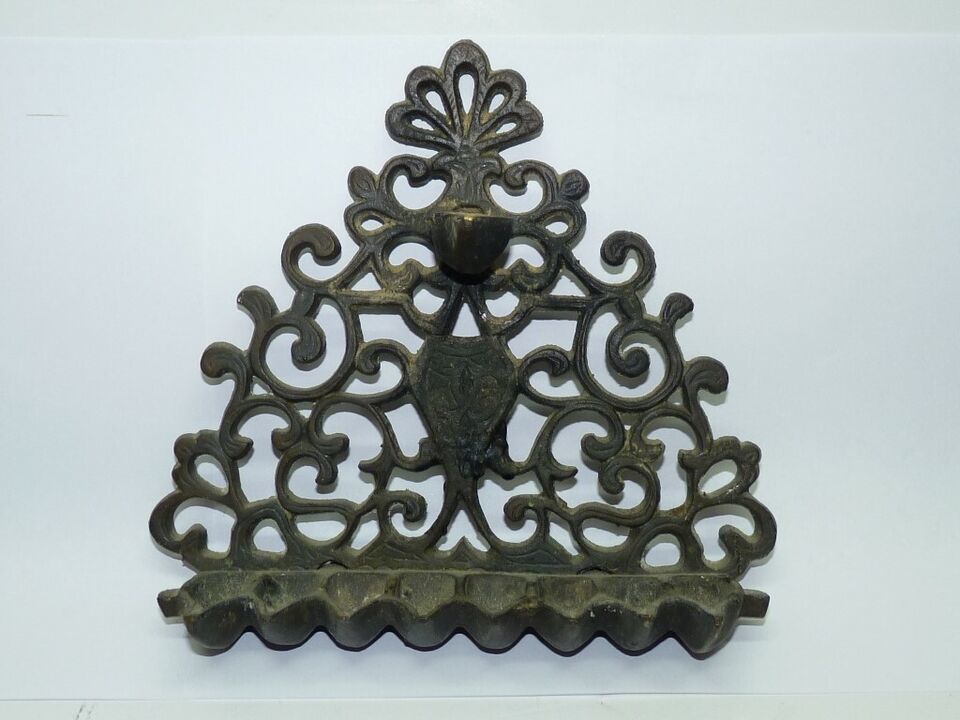 Vintage Brass Judaica Chanukah Hanging Menorah Replica 16C Saloniki Mode... - $108.56