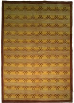 Beige Rug 5 x 8 Wool &amp; Silk Centered Waves Nepalese Hand-Knotted Rug - £546.31 GBP