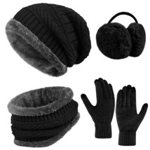 2-Pieces Winter Beanie Hat Scarf Set Warm Thick Knit Hat Beanie Skull Caps Scarf - £18.09 GBP