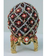 Russian Faberge Egg Replica with cross hatch Flowers E06-27-05 - $101.04 CAD