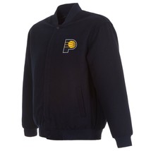 NBA Indiana Pacers  JH Design Wool Reversible Jacket  With 2 Front Patches Logo - £110.12 GBP