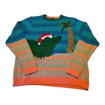 Blizzard Bay SANTA ALLIGATOR Sweater Palm Tree Beach Ugly Christmas Cott... - £51.47 GBP