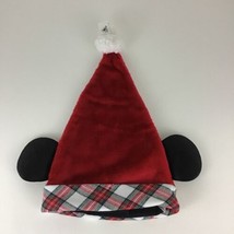 Disney Parks Mickey Mouse Ears Santa Hat Christmas Plaid Adjustable New w Tags - £29.55 GBP