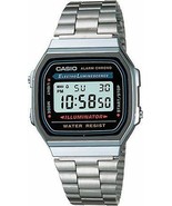 Casio - A168W-1 - Quartz Digital Alarm Silver-Tone Bracelet 32mm Men&#39;s W... - £50.81 GBP