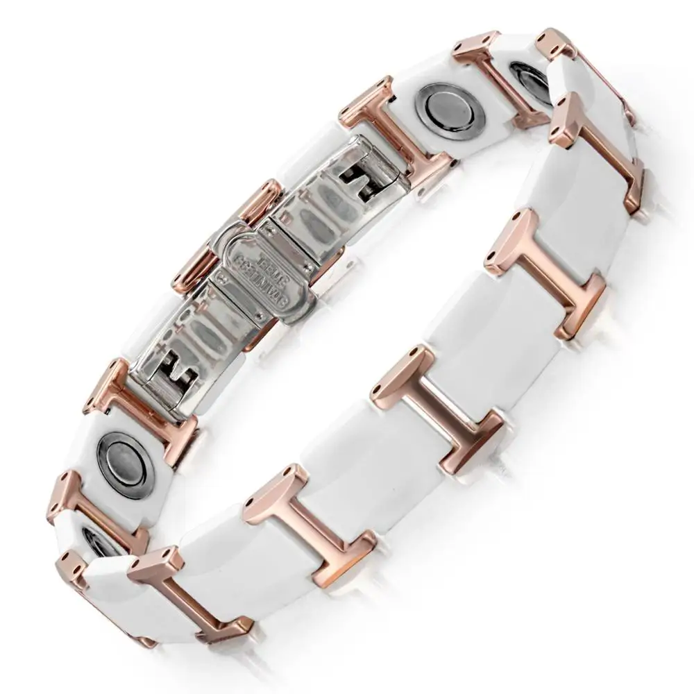 Magnetic Bracelets Bangles Fashion Noble White Ceramic Tungsten Steel Jewelry fo - £67.45 GBP