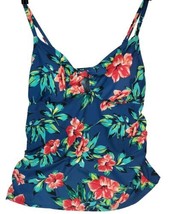 Isabel Maternity Tankini Womens XL Floral Hawaiian Swim Top Padded Adjusts Blue - £11.18 GBP