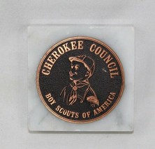 Vintage 1980 Cherokee Council NC BSA Marble Paper Weight BOY SCOUTS of America - £10.07 GBP
