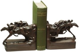 Bookends Too Close To Call Race Horse Race Equestrian Hand Painted OK Casting - £199.03 GBP