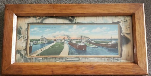 Brown Wooden Framed Print ~ 9" x 17" ~ Government Locks ~ Sault Ste. Marie, Mi. Item image 2