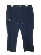 Ralph Lauren Women 16 Crop Capri Pants Cargo Pocket 100% Cotton Navy Blue w Logo - £24.80 GBP