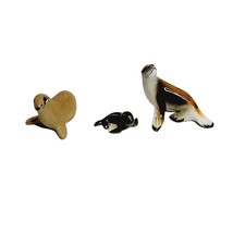 Miniature Seal 3 Piece Lot Ceramic Painted Glazed Shadowbox Sitters - £11.66 GBP