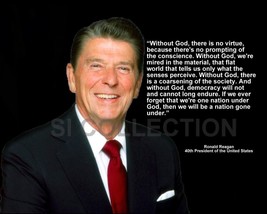 Ronald Reagan &quot;Without God, There Is No Viture...&quot; Quote Photo Various Sizes - £3.83 GBP+