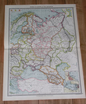 1908 Antique Map Of Russian Empire Russia Poland Ukraine Estonia Lithuania - £21.86 GBP