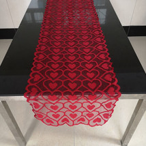 Rectangle Red Heart Lace Doily Table Runner Dresser Scarf Home Wedding Decor - £7.15 GBP