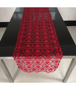 Rectangle Red Heart Lace Doily Table Runner Dresser Scarf Home Wedding D... - $12.14 CAD