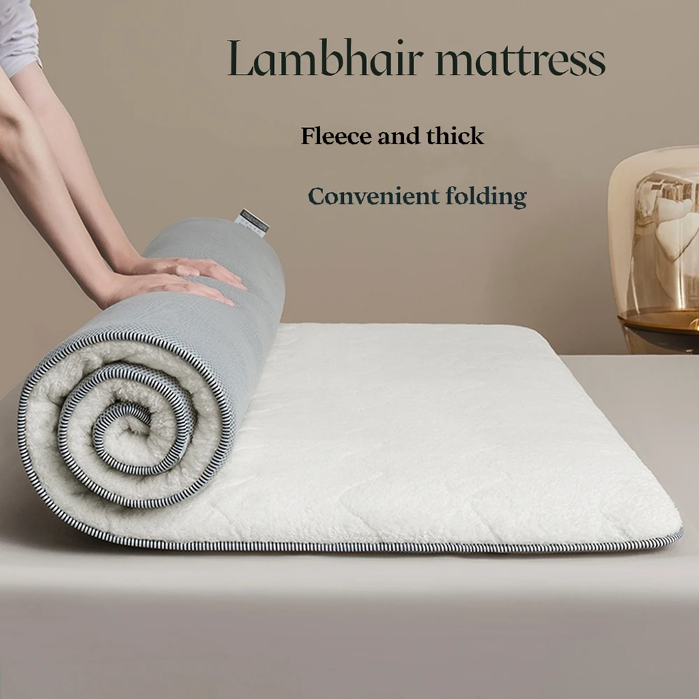 Tatami Mattress Topper Upholstered Lamb Velvet Warm Mattress Futon Blanket - £54.88 GBP+