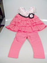 Youngland Baby Girl Pink &amp; White Tier Dress &amp; Leggings Set 12 &amp; 24 Months NWT - £11.06 GBP