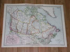 1908 Antique Map Of Canada / Yukon Dawson City / Klondike Gold / Greenland - £26.16 GBP