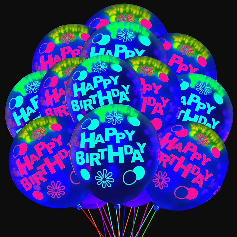 Play 10/20PCS 12inch Fluorescent Balloon Glow In The Dark Glow Luminous Love Hea - £22.91 GBP