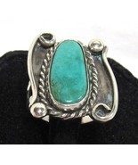 Vintag Navajo Sterling Silver Turquoise Ring Sz 7.75 Fred Harvey Era Old... - €119,94 EUR
