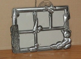 Vtg.Pewter Baby Collage Picture FRAME~5 Pictures~Sailboat~Blocks~Teddy~Rattle - £11.76 GBP