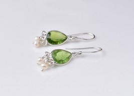 925 Sterling Silver Peridot Gemstone Handmade Earrings Use For Weddings  ES-1429 - £19.38 GBP