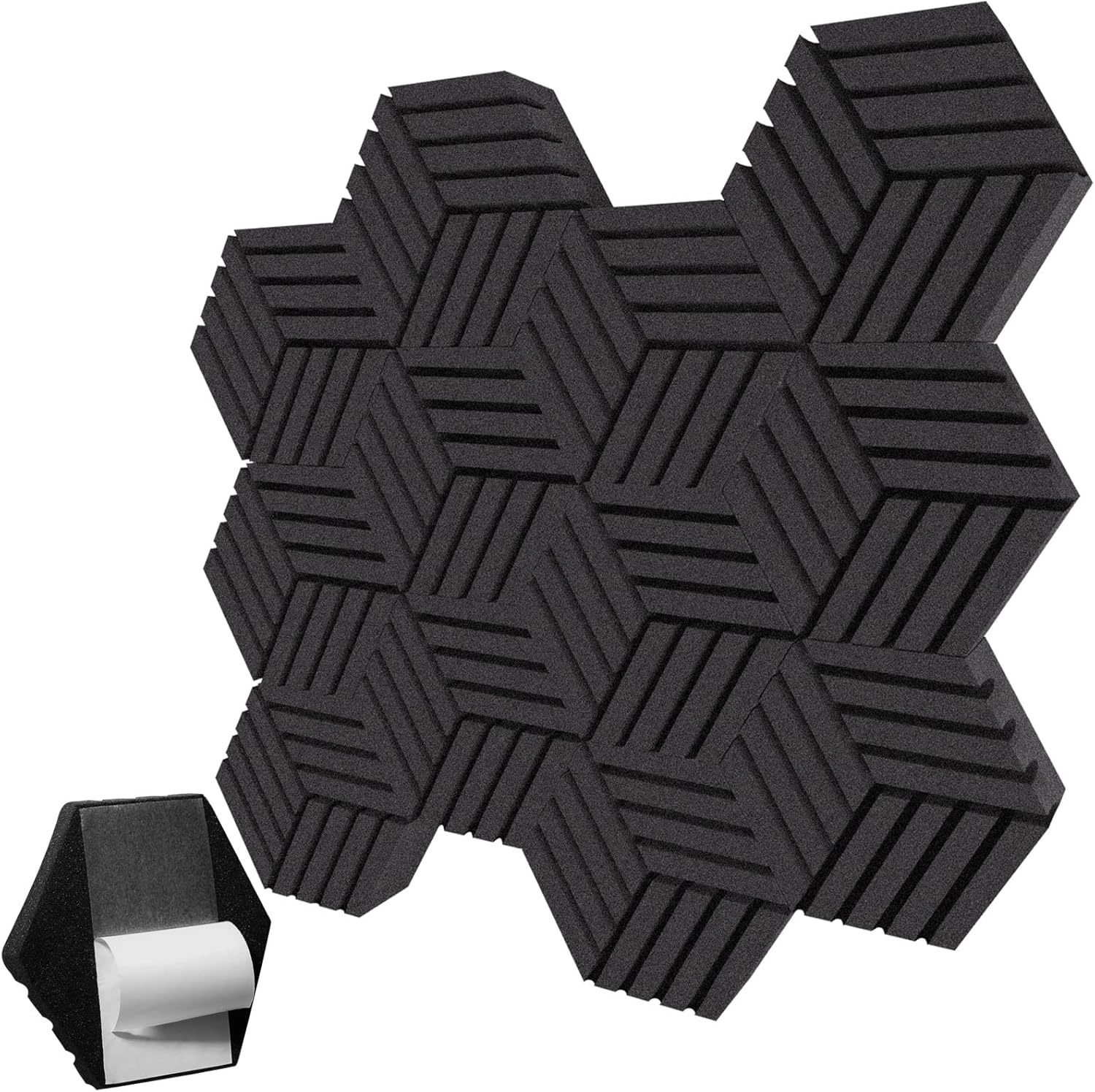 Recording Studio Sound Absorption Foam Panels In The Shape Of A Hexagon, - $40.96