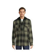 No Boundaries Men&#39;s Hooded Long Sleeve Flannel Shirt MEDIUM Grizzly Brown - $33.13 CAD