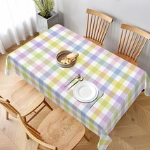 Easter Plaid Rectangle Tablecloth 60x84 Inch Spring Coloring Checkered Table Clo - £32.43 GBP