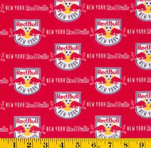 New York Red Bulls MLS Soccer Sports Cotton Fabric Print by the Yard - s8723sf - £17.52 GBP