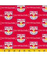 New York Red Bulls MLS Soccer Sports Cotton Fabric Print by the Yard - s... - £17.25 GBP