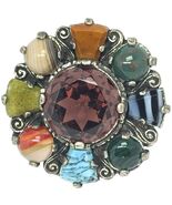 Vintage Glass Stone Colorful Estate Brooch Pin - $71.24
